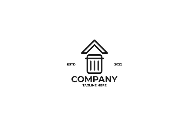 Flat trash house logo design vector illustration idea