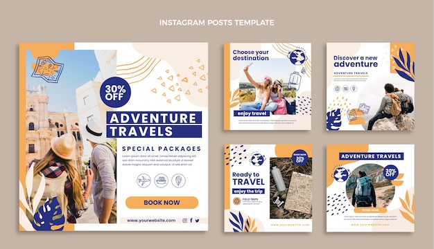 Flat travel instagram post template