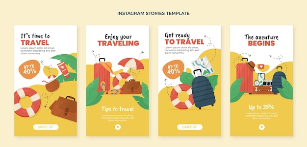 Flat travel instagram stories