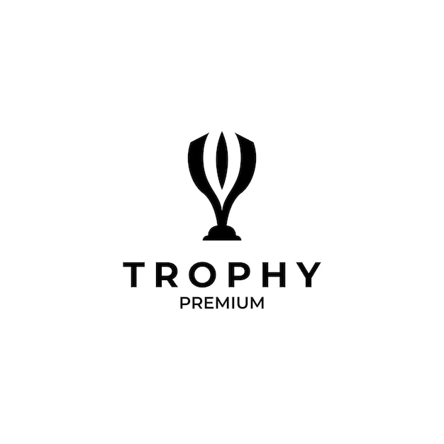 Flat trophy logo design concept for award winner championship illustration idea