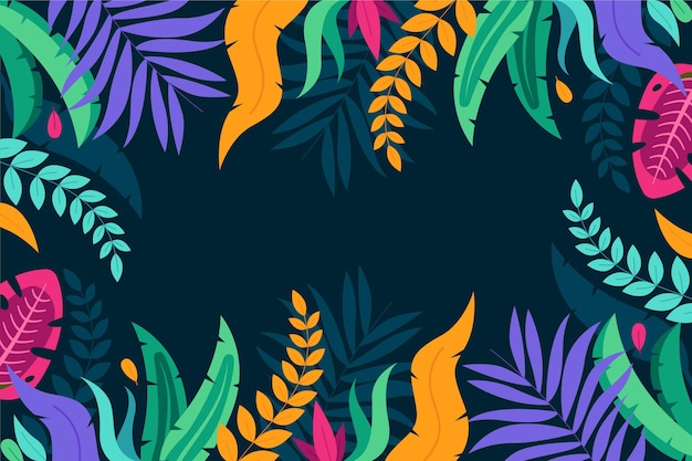 Flat tropical leaves background