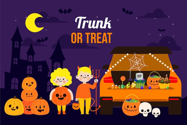 Flat trunk or treat background