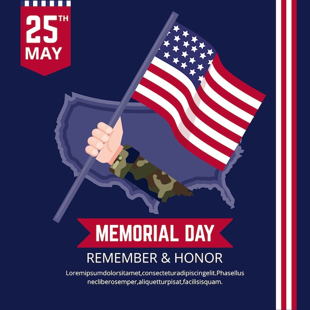 Flat usa memorial day illustration