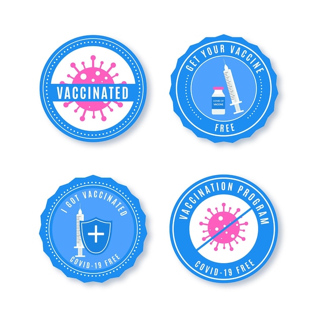 Flat vaccination campaign badge set