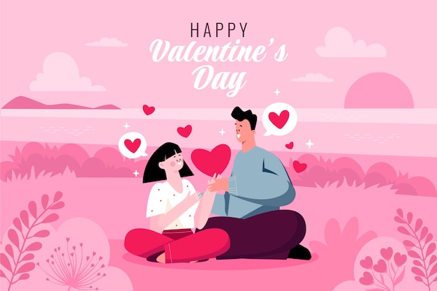 Flat valentine's day background