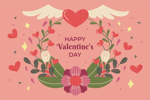 Flat valentine's day background