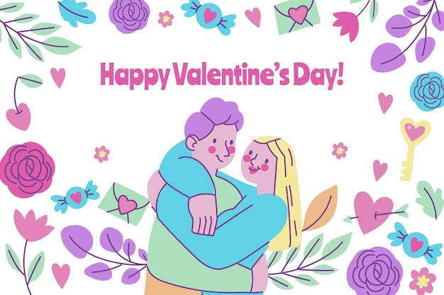 Flat valentine's day background