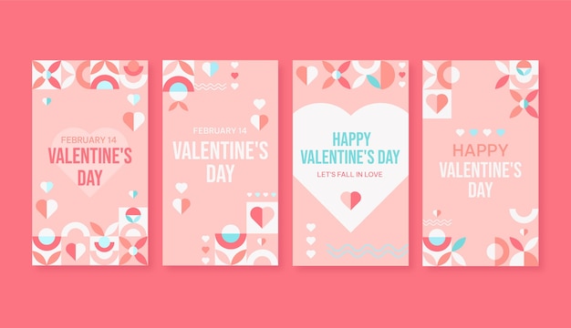 Flat valentine's day instagram stories collection