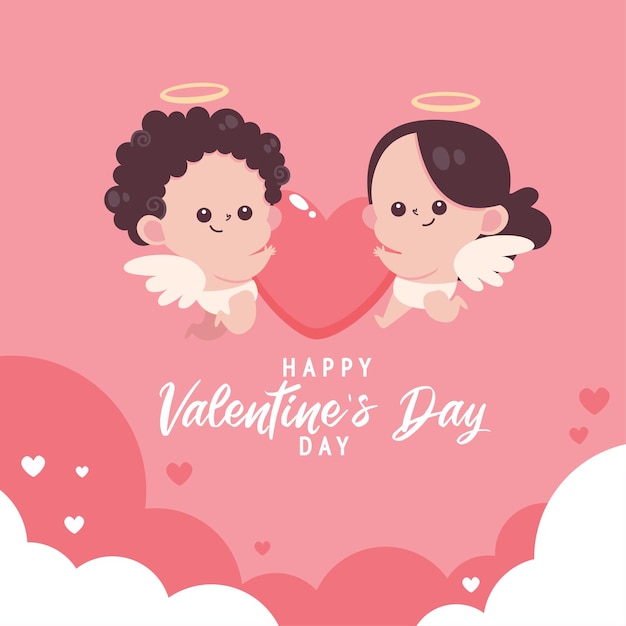 Flat valentine's day with cute illustration