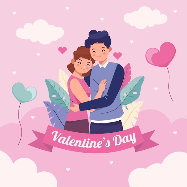 Flat valentines day celebration illustration