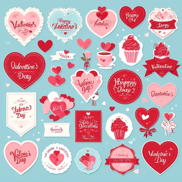 Vector flat valentines day label collection