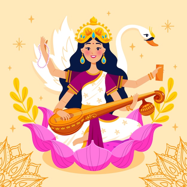 Flat vasant panchami festival illustration