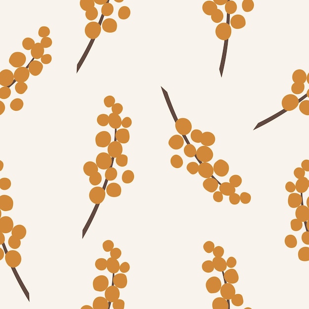 Flat vector acacia branch seamless pattern