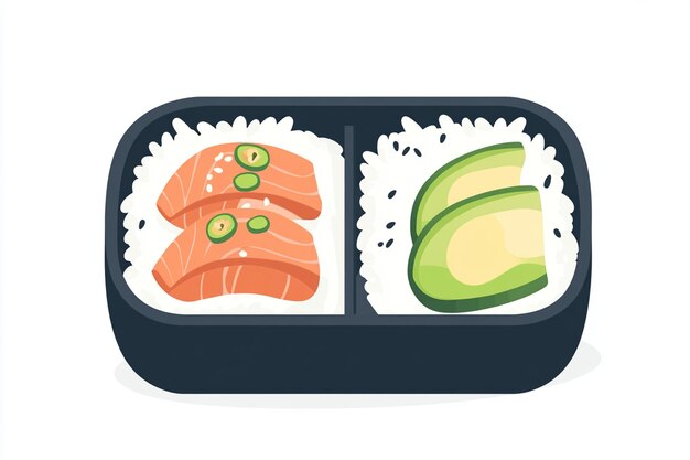 Vector flat vector asian bento illustration