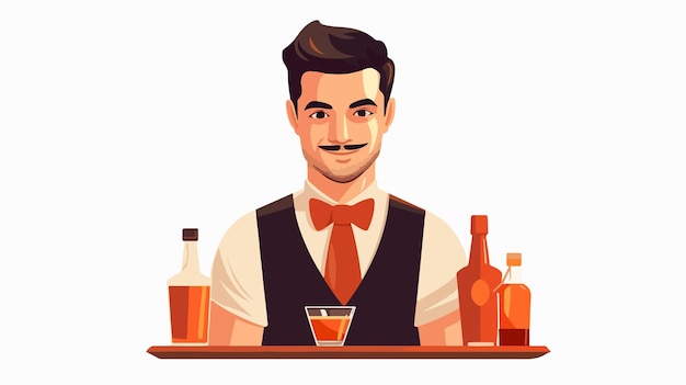 Vector flat vector avatar bartender icon