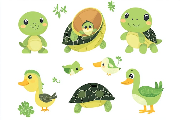 Vector flat vector baby turtle illustration