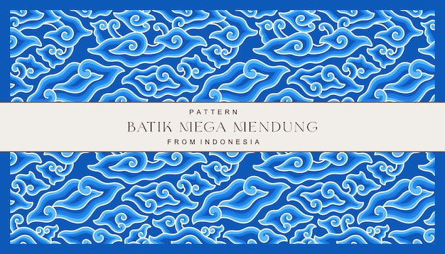 Flat Vector Batik Mega Mendung Graphic Pattern From Indonesia