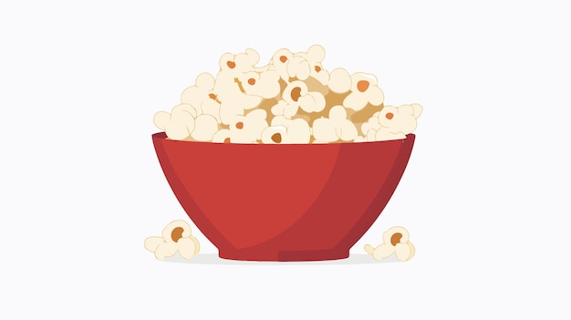 Vector flat vector bowl of popcorn isolated on white background