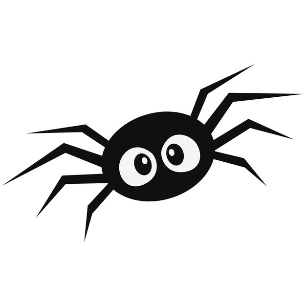 Vector flat vector of a cute black spider isolated on white background