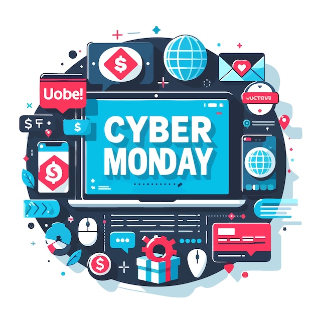 Vector flat vector cyber monday background