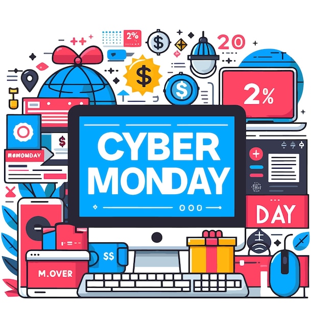 Vector flat vector cyber monday background