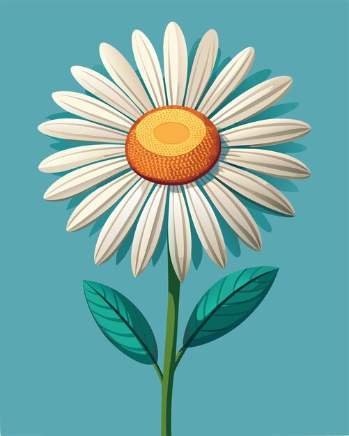 Vector flat vector daisy simple white petals and goldenyellow center capturing purity and simplicity