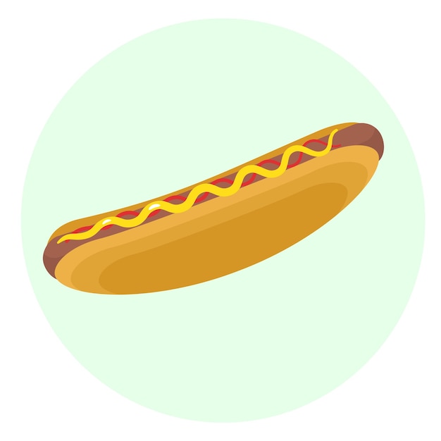 Flat vector delicious hotdog icon