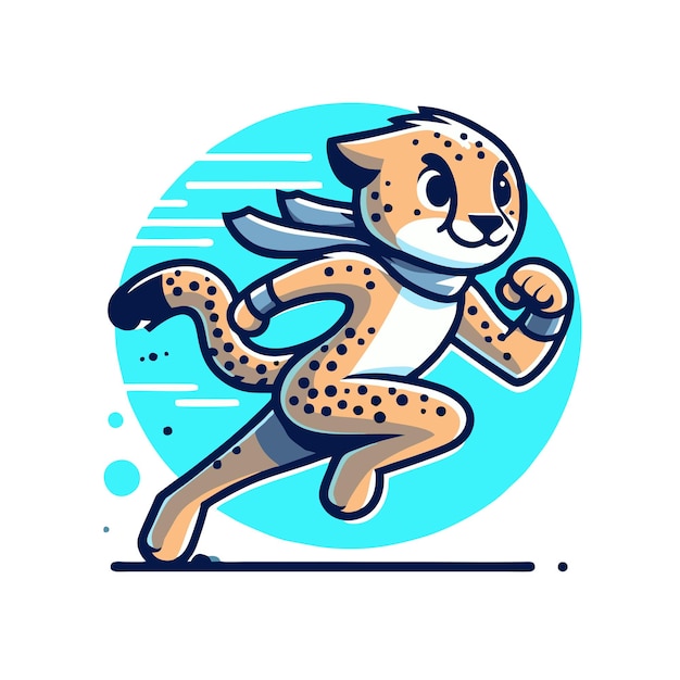 flat vector design of cheetah character running fast