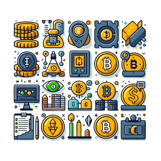 flat vector design of crypto coin icon bundle