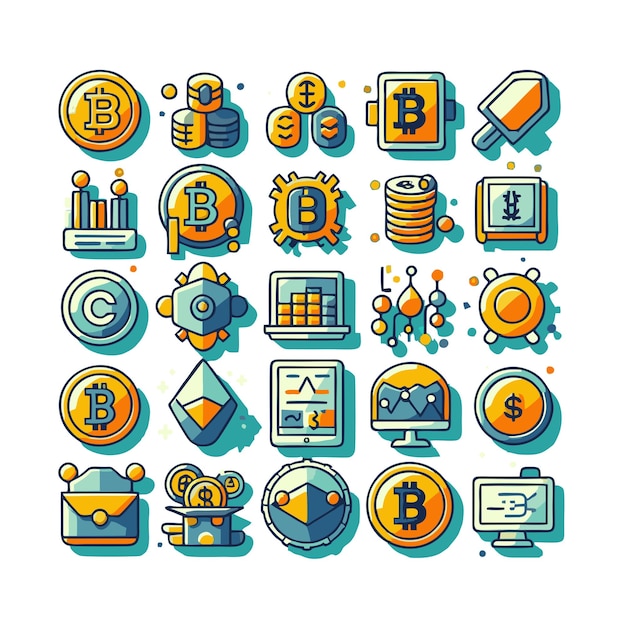 flat vector design of crypto coin icon bundle