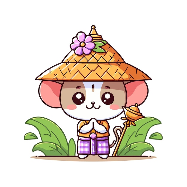 flat vector design of cute Balinese Nyepi characters