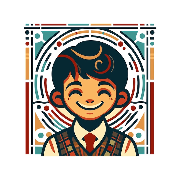 flat vector design of cute smiling boy