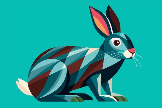 A flat vector design showcasing a stylized rabbit with sharp features and bold colors A flat vector illustration of a modern rabbit