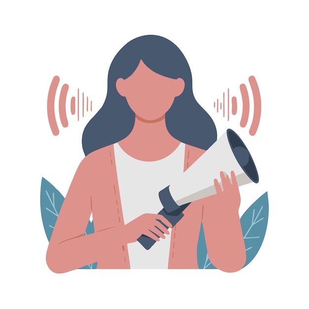 flat vector design of woman holding sound