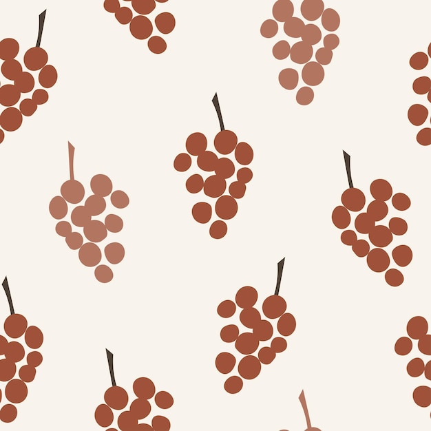 Flat vector grapes branch seamless pattern