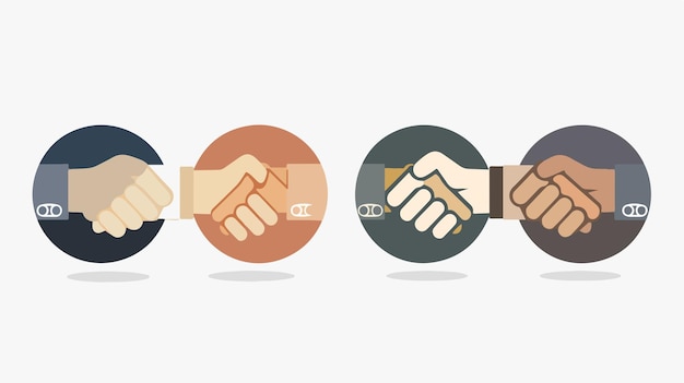 Flat Vector Handshake Icons Set Isolated on White Background