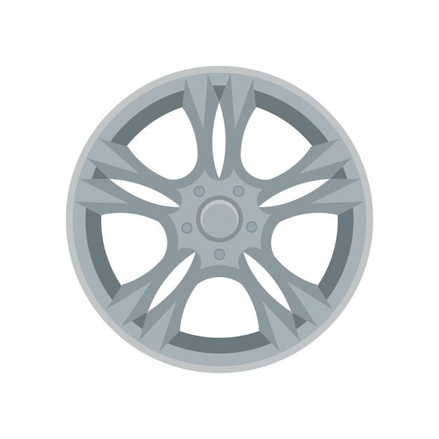 Flat vector icon of alloy wheel Gray car disk Element for advertising banner or poster of auto shop