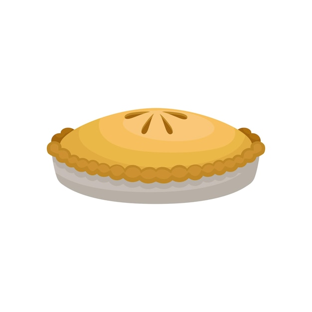 Flat vector icon of delicious homemade apple pie Tasty dessert for Thanksgiving day Sweet holiday food