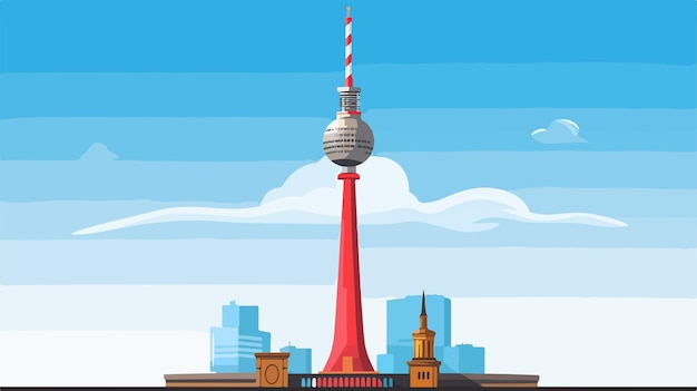 Vector flat vector icon of fernsehturm television tower