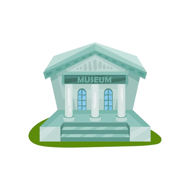 Flat vector icon of museum building exterior with title and columns Architecture theme Element for mobile app or city map