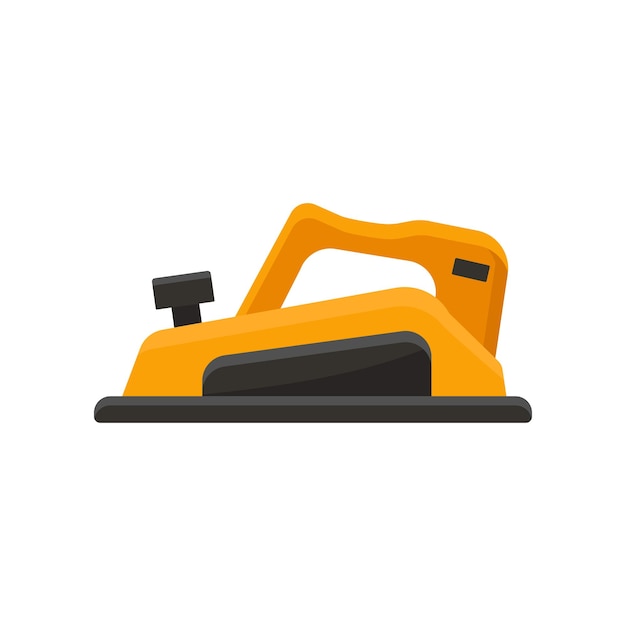 Flat vector icon of orange jack plane Electric tool using for woodworks Building equipment Element for advertising poster or banner