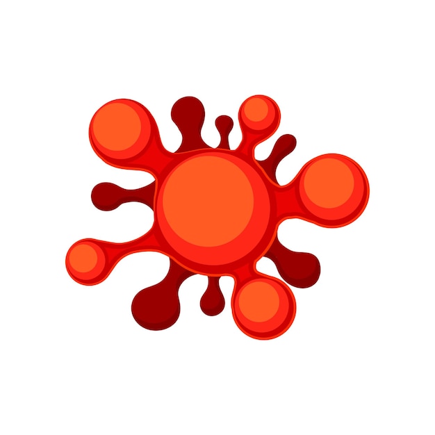 Flat vector icon of red roundshaped virus or bacteria Structure of diseasecausing pathogen under microscope Microbiology theme