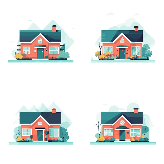 Flat vector icons home residential illustration design