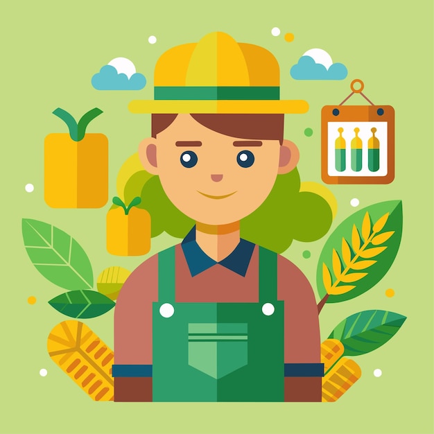 Vector flat vector illustration of an agriculturist