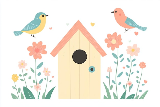 Vector flat vector illustration of birdhouse