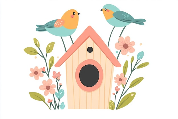 Vector flat vector illustration of birdhouse