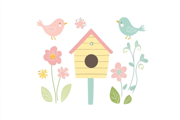 Vector flat vector illustration of birdhouse