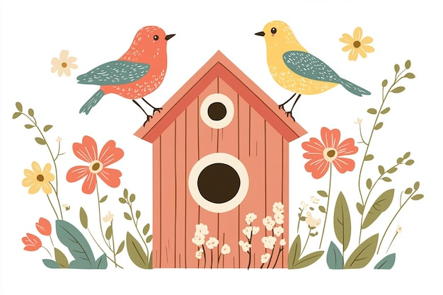 Vector flat vector illustration of birdhouse