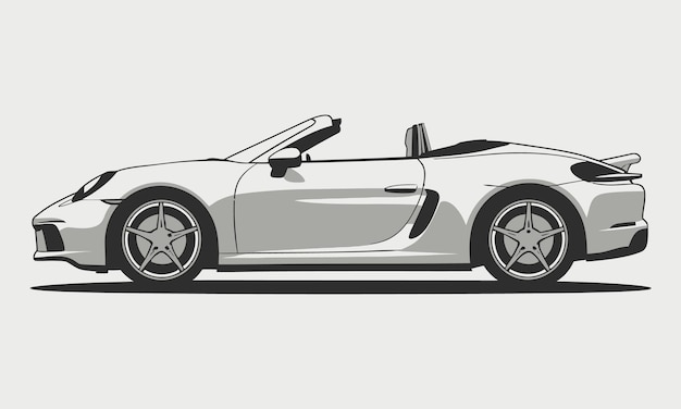 Vector a flat vector illustration of convertible car drawing transportation vector graphic