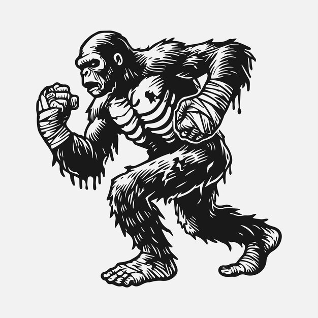 Vector a flat vector illustration of a gorilla as a boxer